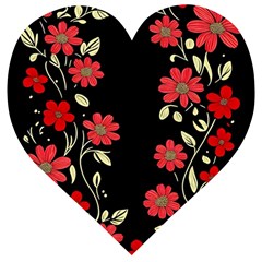 Pattern Flowers Design Nature Wooden Puzzle Heart by Pakjumat