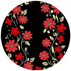 Pattern Flowers Design Nature Wooden Puzzle Round