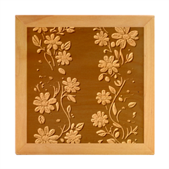 Pattern Flowers Design Nature Wood Photo Frame Cube by Pakjumat