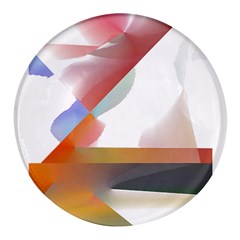 Abstract T- Shirt Pink Colorful Abstract Minimalism T- Shirt Round Glass Fridge Magnet (4 Pack) by EnriqueJohnson