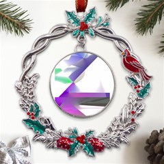 Abstract T- Shirt Purple Northern Lights Colorful Abstract T- Shirt Metal X mas Wreath Holly Leaf Ornament by EnriqueJohnson