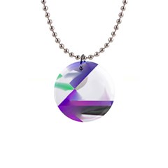 Abstract T- Shirt Purple Northern Lights Colorful Abstract T- Shirt 1  Button Necklace by EnriqueJohnson