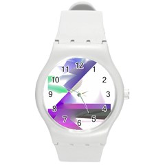 Abstract T- Shirt Purple Northern Lights Colorful Abstract T- Shirt Round Plastic Sport Watch (m) by EnriqueJohnson