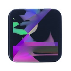 Abstract T- Shirt Purple Northern Lights Colorful Abstract T- Shirt Square Metal Box (black)