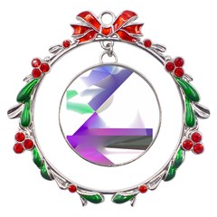 Abstract T- Shirt Purple Northern Lights Colorful Abstract T- Shirt Metal X mas Wreath Ribbon Ornament by EnriqueJohnson