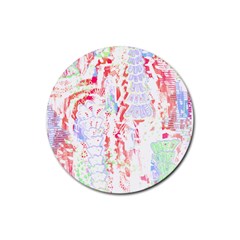 Abstractart T- Shirt Abstract Forest In Pink T- Shirt Rubber Coaster (round) by EnriqueJohnson