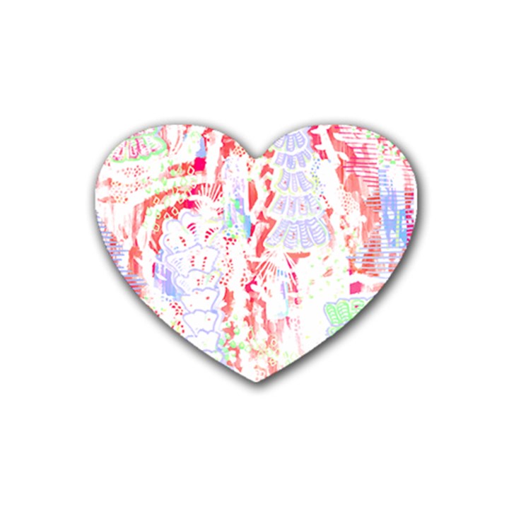 Abstractart T- Shirt Abstract Forest In Pink T- Shirt Rubber Heart Coaster (4 pack)