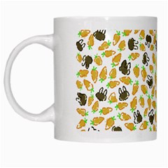 Art T- Shirt Brown Bunnies And Orange Carrots On Goldenrod Easter Pattern T- Shirt White Mug by EnriqueJohnson