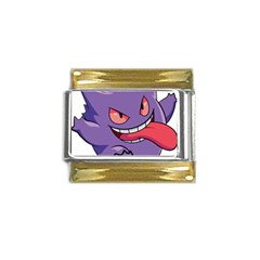 Purple Funny Monster Gold Trim Italian Charm (9mm)