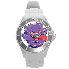 Purple Funny Monster Round Plastic Sport Watch (l) by Sarkoni