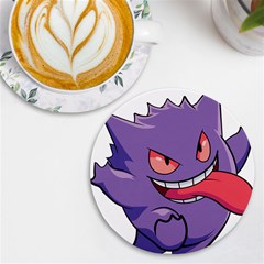 Purple Funny Monster Uv Print Round Tile Coaster by Sarkoni