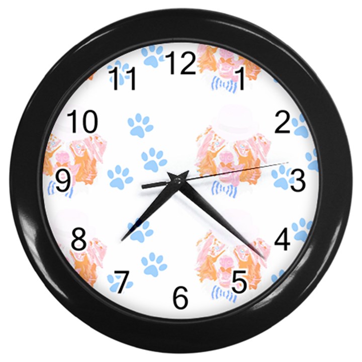 Australian Shepherd Dog Pattern T- Shirt Australian Shepherd Dog Cute Pattern T- Shirt Wall Clock (Black)