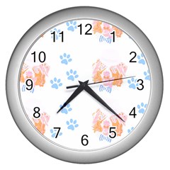 Australian Shepherd Dog Pattern T- Shirt Australian Shepherd Dog Cute Pattern T- Shirt Wall Clock (silver) by EnriqueJohnson