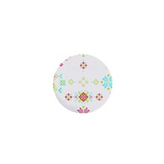 Christmas Cross Stitch Pattern Effect Holidays Symmetry 1  Mini Buttons by Sarkoni