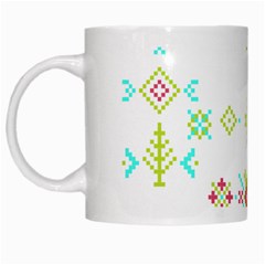 Christmas Cross Stitch Pattern Effect Holidays Symmetry White Mug by Sarkoni