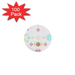 Christmas Cross Stitch Pattern Effect Holidays Symmetry 1  Mini Buttons (100 Pack)  by Sarkoni