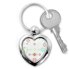 Christmas Cross Stitch Pattern Effect Holidays Symmetry Key Chain (heart) by Sarkoni