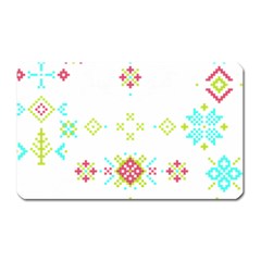 Christmas Cross Stitch Pattern Effect Holidays Symmetry Magnet (rectangular) by Sarkoni