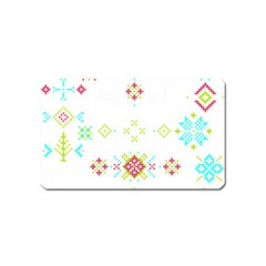 Christmas Cross Stitch Pattern Effect Holidays Symmetry Magnet (name Card) by Sarkoni