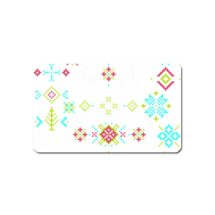 Christmas Cross Stitch Pattern Effect Holidays Symmetry Magnet (Name Card)