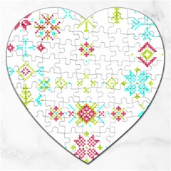 Christmas Cross Stitch Pattern Effect Holidays Symmetry Jigsaw Puzzle (heart) by Sarkoni