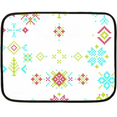 Christmas Cross Stitch Pattern Effect Holidays Symmetry Fleece Blanket (mini) by Sarkoni