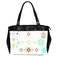 Christmas Cross Stitch Pattern Effect Holidays Symmetry Oversize Office Handbag (2 Sides) by Sarkoni