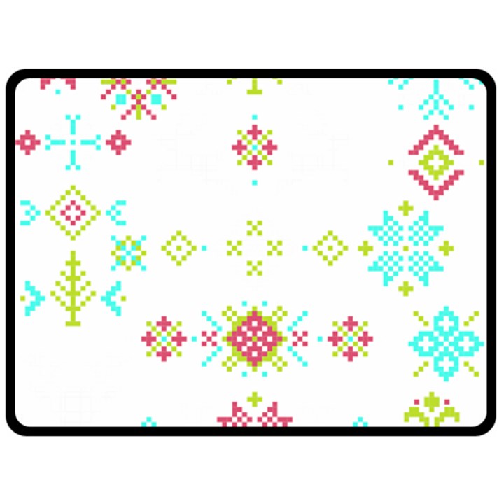 Christmas Cross Stitch Pattern Effect Holidays Symmetry Fleece Blanket (Large)