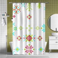 Christmas Cross Stitch Pattern Effect Holidays Symmetry Shower Curtain 48  X 72  (small)  by Sarkoni