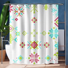 Christmas Cross Stitch Pattern Effect Holidays Symmetry Shower Curtain 60  X 72  (medium)  by Sarkoni