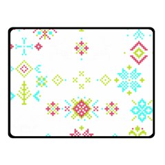 Christmas Cross Stitch Pattern Effect Holidays Symmetry Two Sides Fleece Blanket (small) by Sarkoni