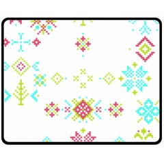 Christmas Cross Stitch Pattern Effect Holidays Symmetry Two Sides Fleece Blanket (medium) by Sarkoni