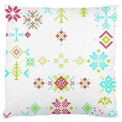 Christmas Cross Stitch Pattern Effect Holidays Symmetry Standard Premium Plush Fleece Cushion Case (one Side) by Sarkoni