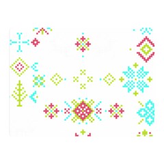 Christmas Cross Stitch Pattern Effect Holidays Symmetry Two Sides Premium Plush Fleece Blanket (mini) by Sarkoni