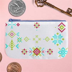 Christmas Cross Stitch Pattern Effect Holidays Symmetry Large Coin Purse by Sarkoni