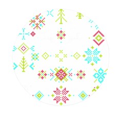 Christmas Cross Stitch Pattern Effect Holidays Symmetry Mini Round Pill Box by Sarkoni