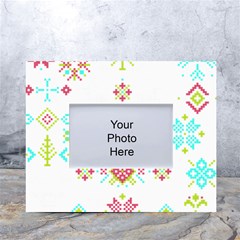 Christmas Cross Stitch Pattern Effect Holidays Symmetry White Tabletop Photo Frame 4 x6  by Sarkoni