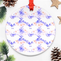 Bat Pattern T- Shirt Bats And Bows Blue Orange T- Shirt Ornament (round) by EnriqueJohnson