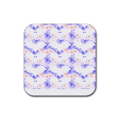 Bat Pattern T- Shirt Bats And Bows Blue Orange T- Shirt Rubber Coaster (square) by EnriqueJohnson