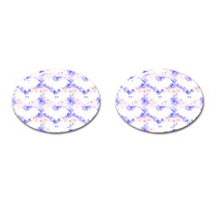 Bat Pattern T- Shirt Bats And Bows Blue Orange T- Shirt Cufflinks (oval) by EnriqueJohnson