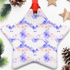 Bat Pattern T- Shirt Bats And Bows Blue Orange T- Shirt Star Ornament (two Sides)