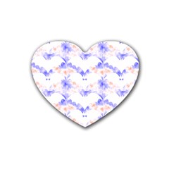 Bat Pattern T- Shirt Bats And Bows Blue Orange T- Shirt Rubber Coaster (heart) by EnriqueJohnson