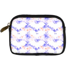 Bat Pattern T- Shirt Bats And Bows Blue Orange T- Shirt Digital Camera Leather Case by EnriqueJohnson