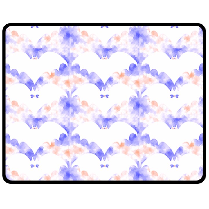 Bat Pattern T- Shirt Bats And Bows Blue Orange T- Shirt Fleece Blanket (Medium)