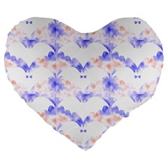 Bat Pattern T- Shirt Bats And Bows Blue Orange T- Shirt Large 19  Premium Heart Shape Cushions by EnriqueJohnson