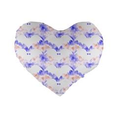 Bat Pattern T- Shirt Bats And Bows Blue Orange T- Shirt Standard 16  Premium Flano Heart Shape Cushions by EnriqueJohnson