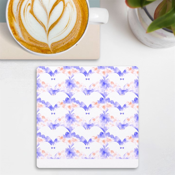 Bat Pattern T- Shirt Bats And Bows Blue Orange T- Shirt UV Print Square Tile Coaster 