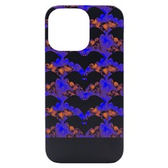 Bat Pattern T- Shirt Bats And Bows Blue Orange T- Shirt Iphone 14 Pro Max Black Uv Print Case by EnriqueJohnson