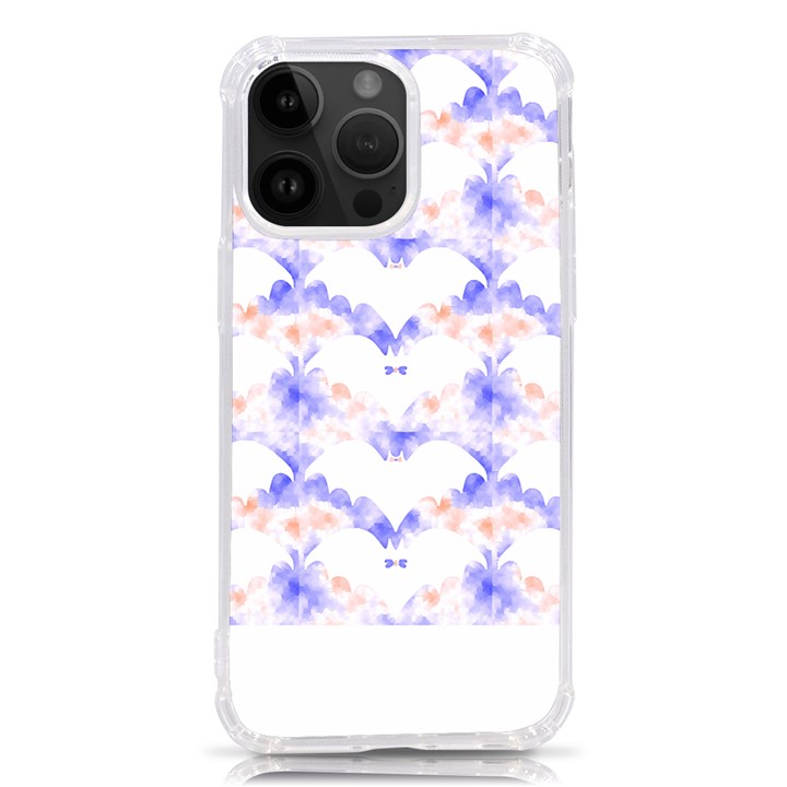 Bat Pattern T- Shirt Bats And Bows Blue Orange T- Shirt iPhone 14 Pro Max TPU UV Print Case