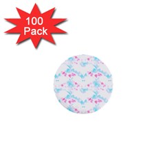 Bat Pattern T- Shirt Bats And Bows Blue Pink T- Shirt 1  Mini Buttons (100 Pack)  by EnriqueJohnson